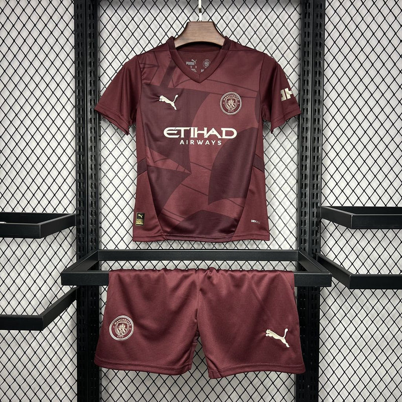 Kit Infantil Manchester City Third 24/25 Unissex Puma - Marrom