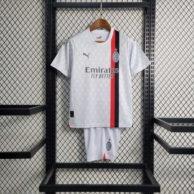 Kit Infantil Milan Away 23/24 Torcedor Puma Masculina - Branco