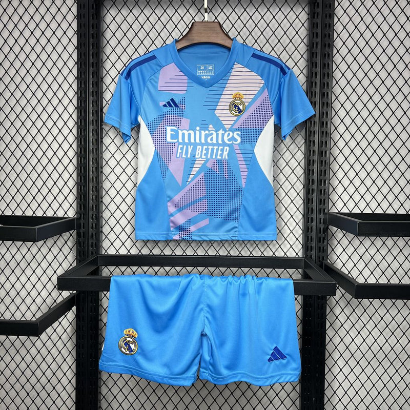 Kit Infantil Real Madrid Goleiro 24/25 Camisa + Shorts Adidas Unissex - Verde