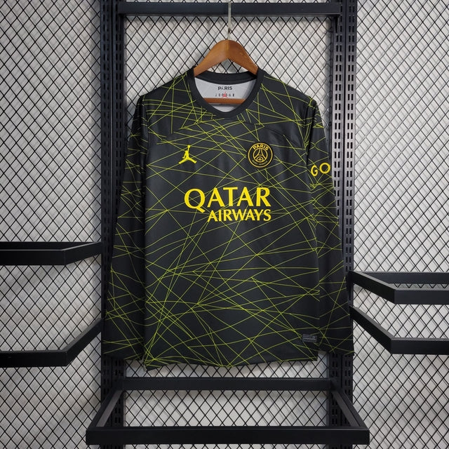 Camisa PSG Fourth Manga Longa 22/23 Torcedor Nike Masculina - Preto e Amarelo