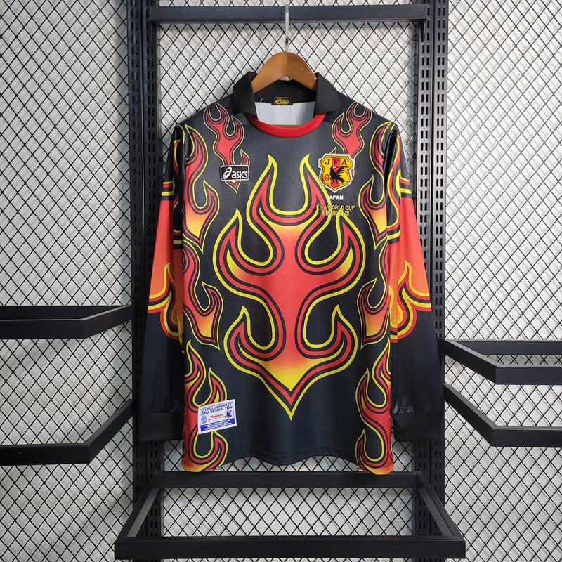 Camisa Japão Goleiro Retro Manga Longa 1998 Torcedor Masculina - Preta