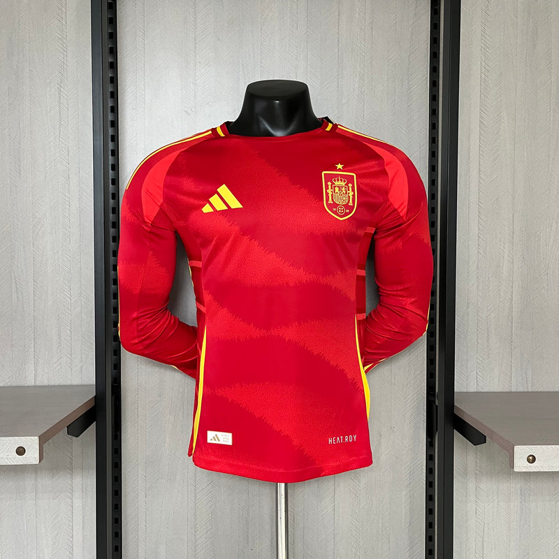 Camisa Espanha Home Manga Longa 24/25 Jogador Adidas Masculina - Vermelho