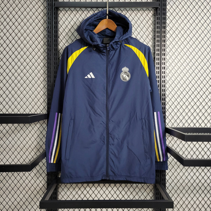 Corta Vento Real Madrid Adidas Unissex - Azul Escuro Listrado