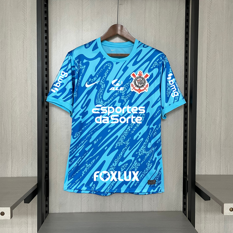 Camisa Corinthians Goleiro Todos os Patrocinadores 24/25 Torcedor Nike Masculina - Azul