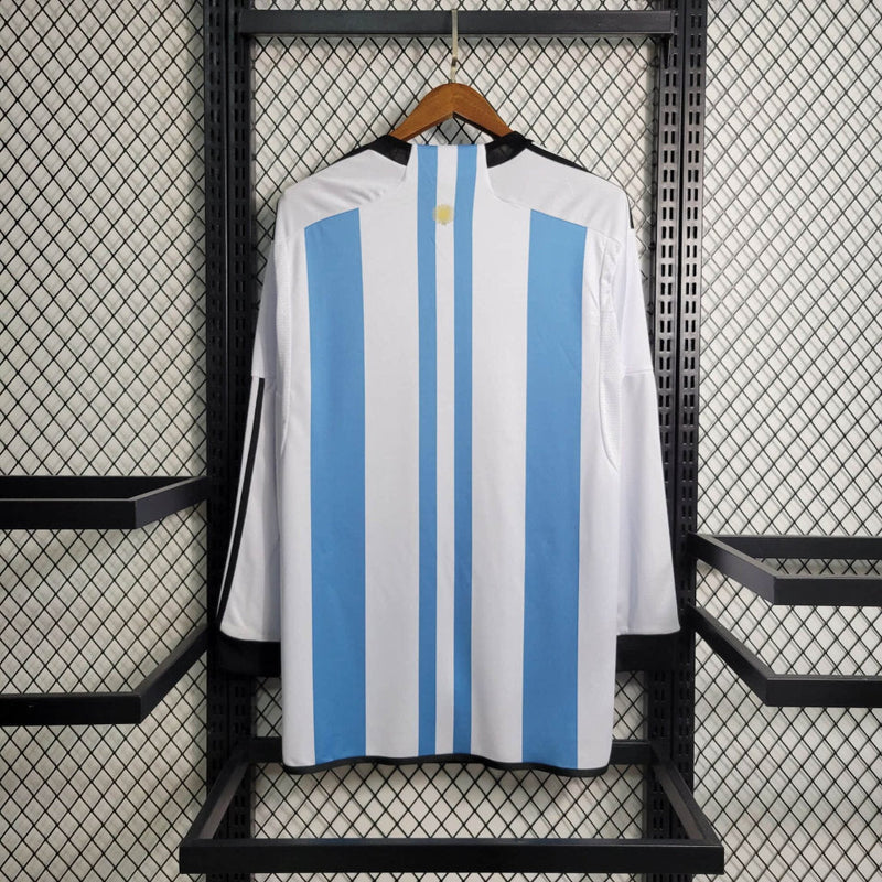 Camisa Argentina Home Manga Longa 22/23 Torcedor Adidas Masculina - Azul e Branca