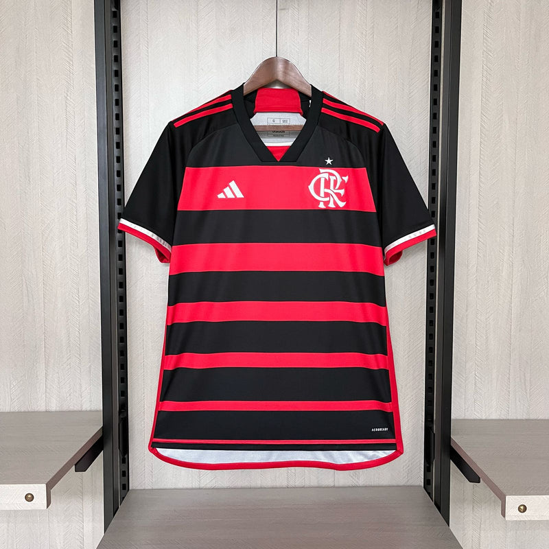 Camisa Flamengo Home 24/25 Torcedor Adidas Masculina - Vermelho e Preto