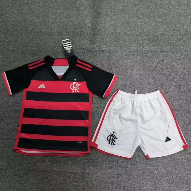 Kit Infantil Flamengo Home 24/25 Adidas Unissex - Vermelho e Preto