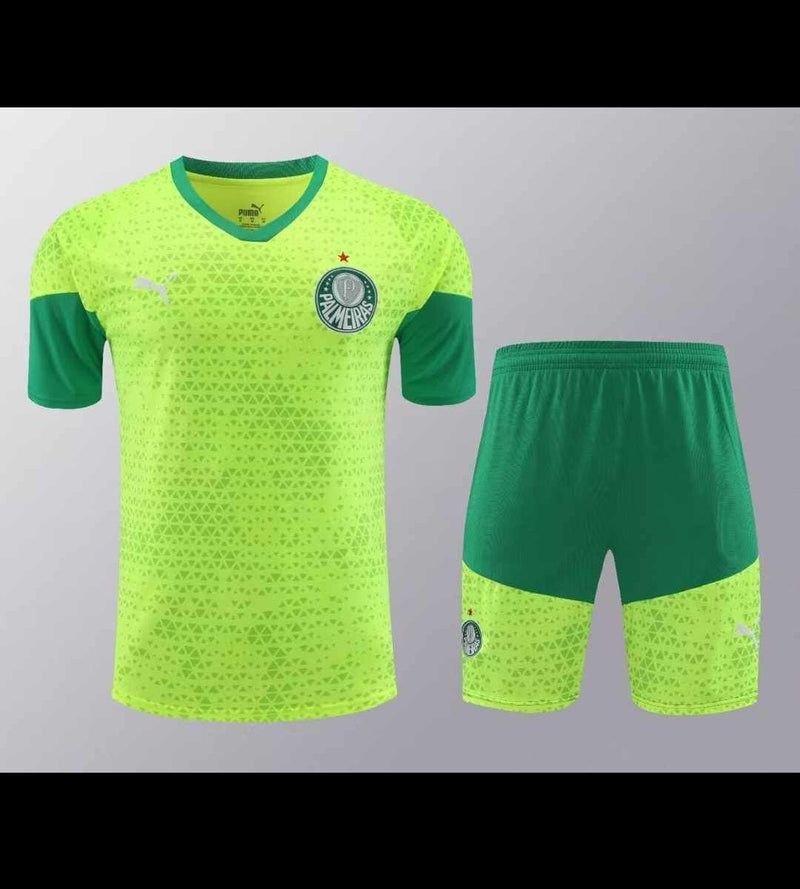 Kit Treino Camisa + Shorts Palmeiras 24/25 Torcedor Puma Masculino - Verde Fluorescente