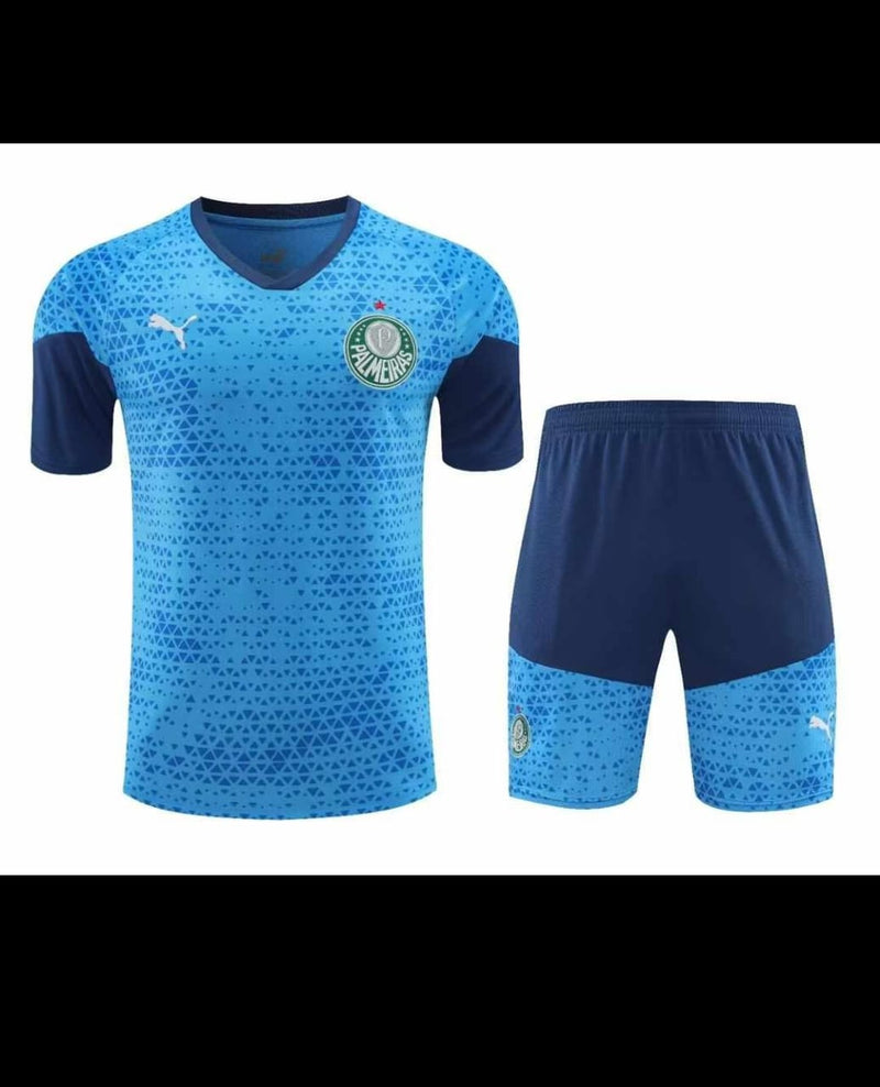 Kit Treino Camisa + Shorts Palmeiras 24/25 Torcedor Puma Masculino - Azul Claro