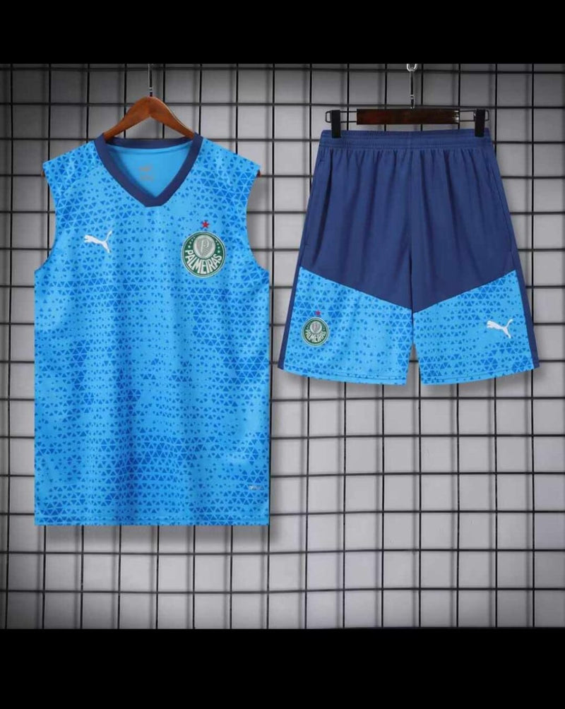 Kit Treino Regata + Shorts Palmeiras 24/25 Torcedor Puma Masculino - Azul Claro