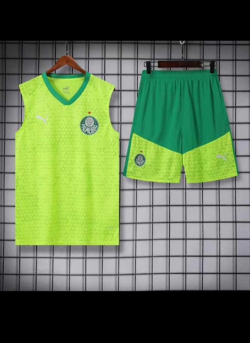 Kit Treino Regata + Shorts Palmeiras 24/25 Torcedor Puma Masculino - Verde Fluorescente