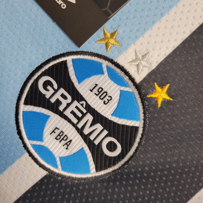 Camisa Grêmio Home 22/23 Torcedor Umbro Masculino - Azul, Preto e Branco