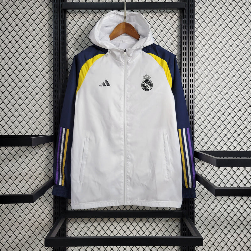 Corta Vento Real Madrid Adidas Unissex - Branco Listrado