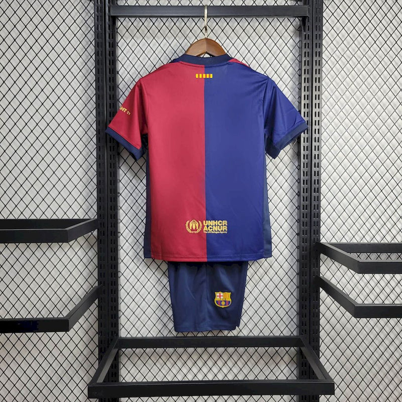 Kit Infantil Barcelona X ColdPlay 24/25 Camisa + Shorts Nike Unissex - Grená