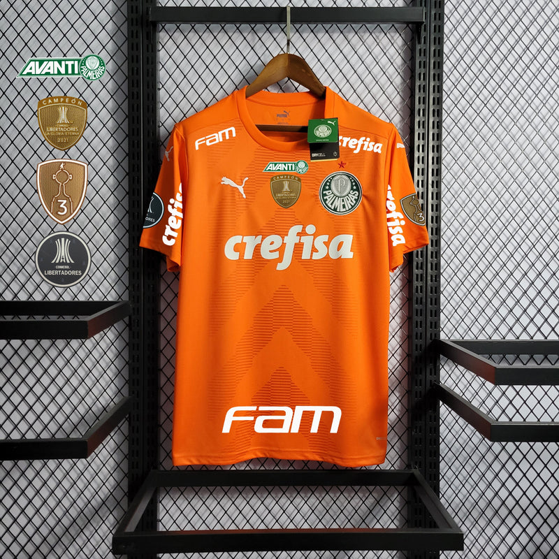 Palmeiras Goleiro 22/23 Torcedor + Patrocinios + Patches Puma Masculino - Laranja