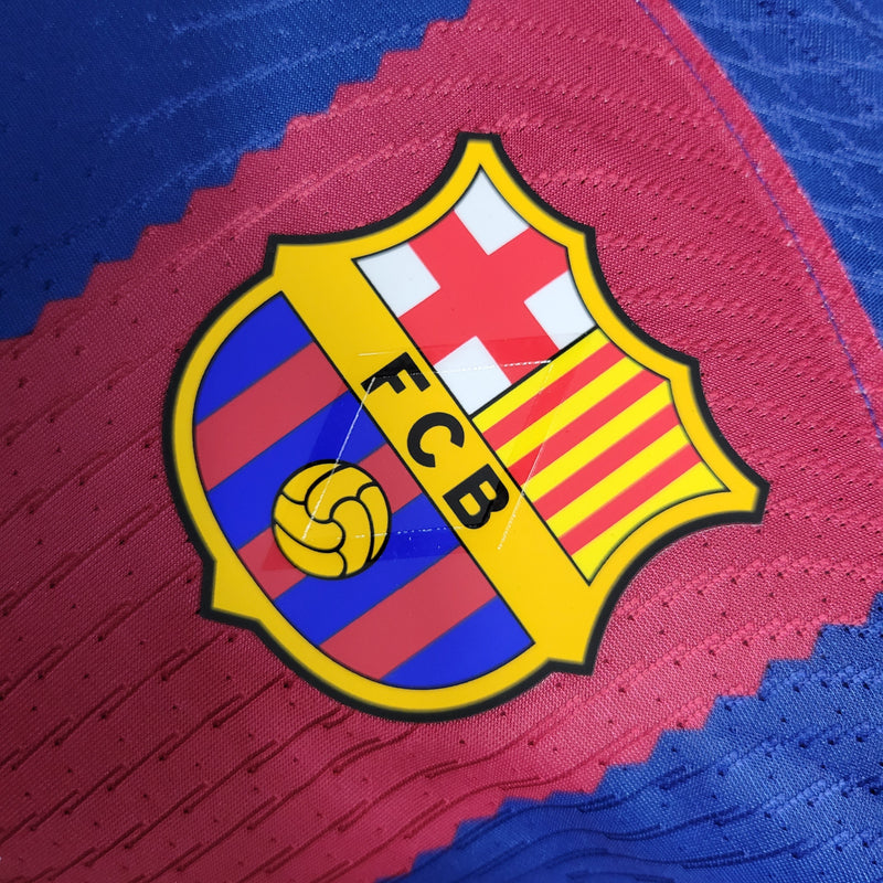 Camisa Barcelona Home 23/24 Manga Longa Jogador Nike Masculina - Azul Grená