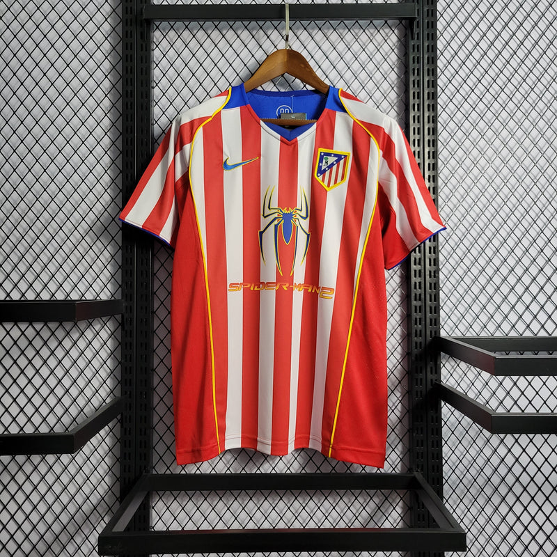 Camisa Atlético de Madrid Retro Especial Spider-Man 03/04 Torcedor Nike Masculina - Listrada Branca e Vermelha