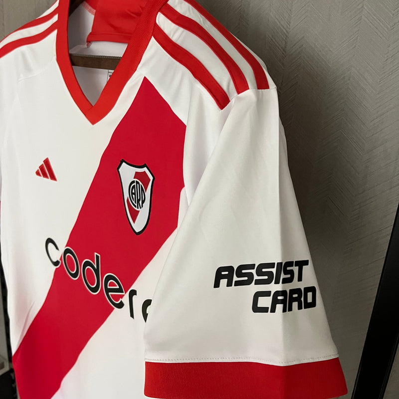 Camisa River Plate Home 23/24 Torcedor Adidas Masculina - Branco e Vermelho