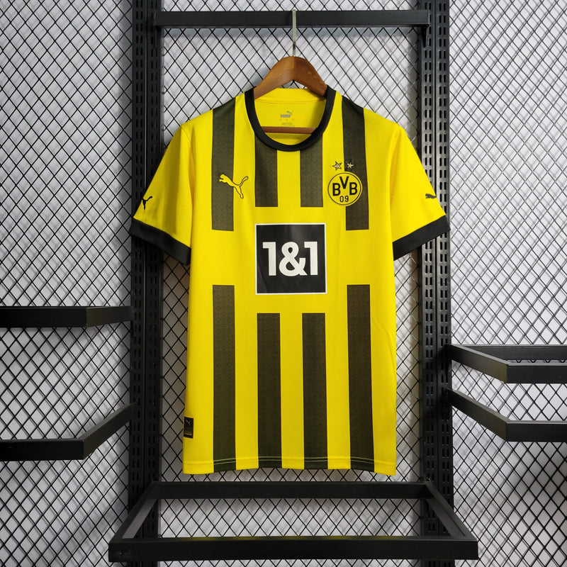 Camisa Borussia Dortmund Home 22/23 Torcedor Puma Masculina - Listrada Amarela e Preta