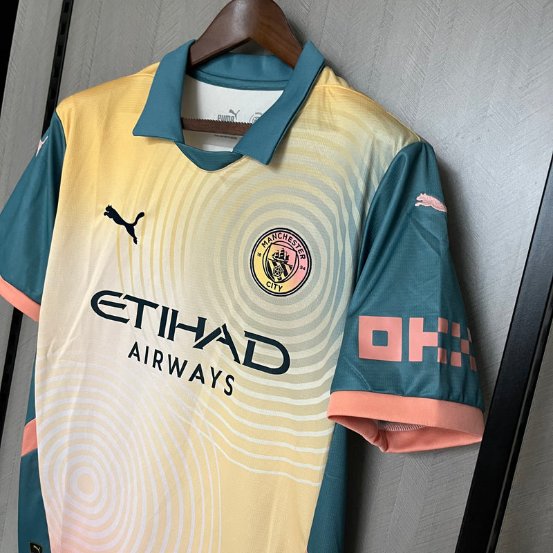 Camisa Manchester City Fourth 24/25 Torcedor Puma Masculina - Amarelo e Verde