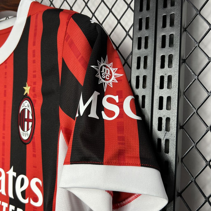 Camisa Milan Home 24/25 Torcedor Puma Masculina - Vermelho e Preto