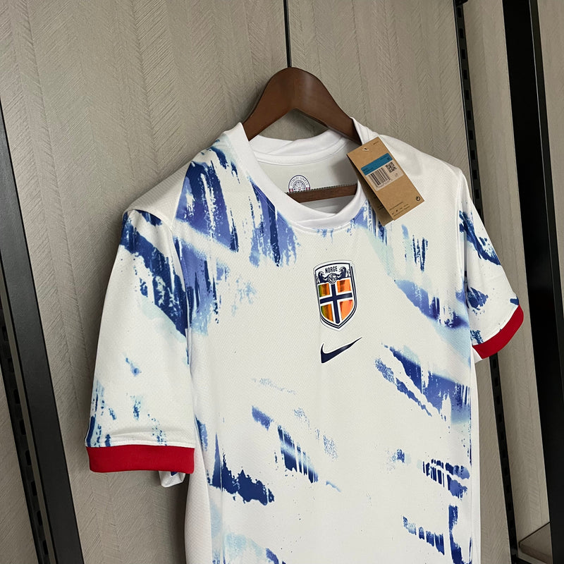 Camisa Noruega Away 24/25 Torcedor Nike Masculina - Branca e Azul