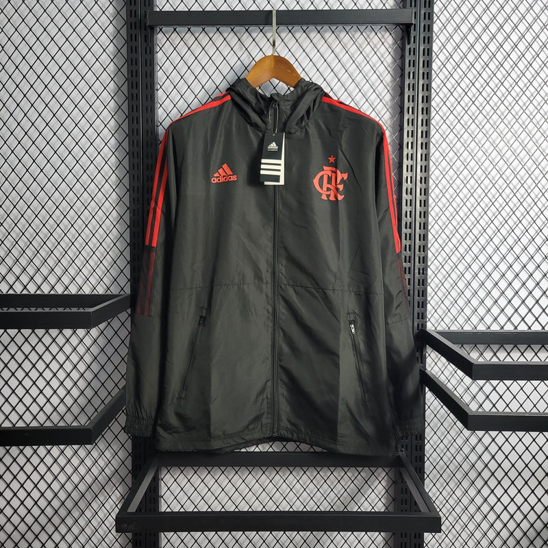 Corta Vento Flamengo Adidas Unissex - Preto com Listras Vermelhas