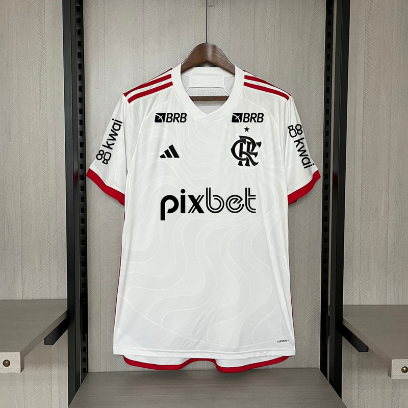 Camisa Flamengo Away 24/25 Todos os Patrocinadores Torcedor Adidas Masculina - Branca