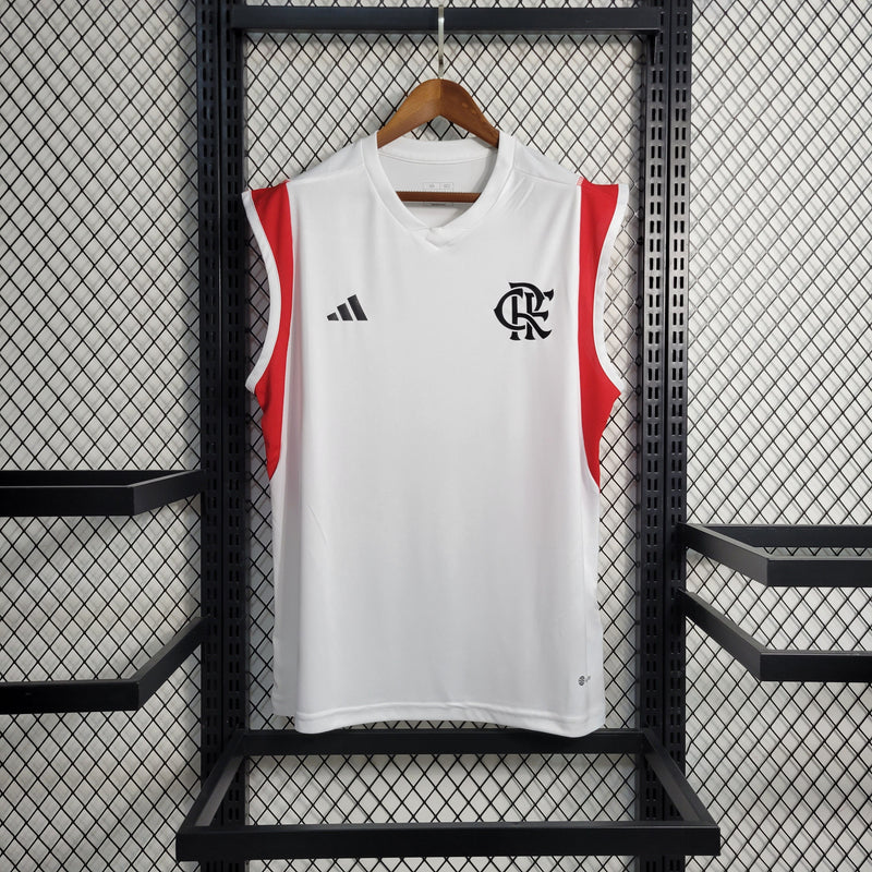 Camisa Flamengo Regata Treino 23/24 Torcedor Adidas Masculina - Branca