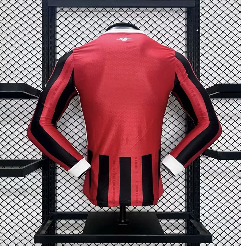 Camisa Milan Home 24/25 Manga Longa Jogador Puma Masculina - Vermelho e Preto