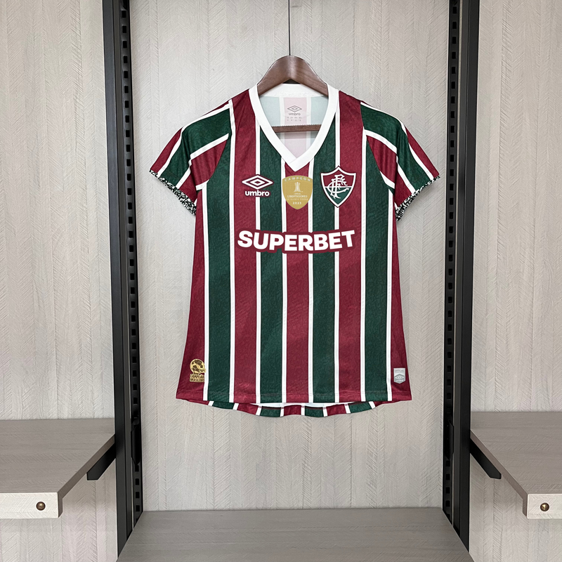 Camisa Fluminense Home 24/25 + Patch Torcedor Umbro Feminina - Tricolor