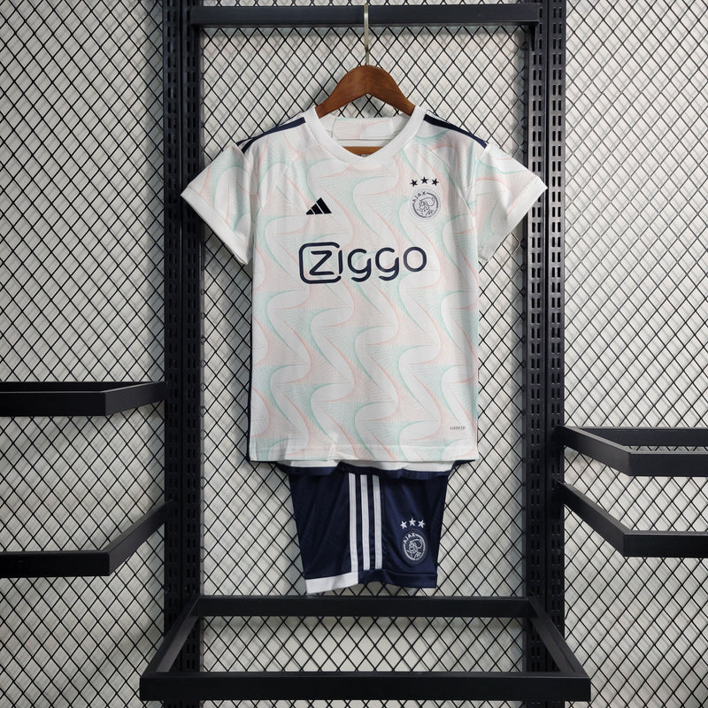 Kit Infantil Ajax Away 23/24 Torcedor Adidas Masculina - Branca