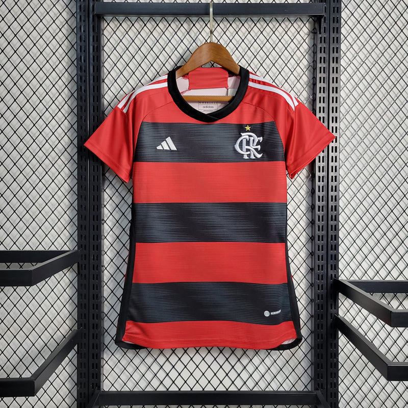 Flamengo Home 23/24 Torcedor Adidas Feminina - Vermelho e Preto