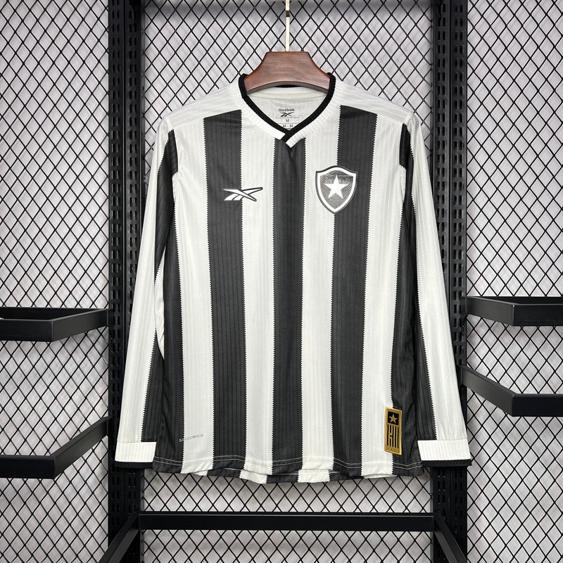 Camisa Botafogo Home Manga Longa 24/25 Torcedor Reebok Masculina - Preta e Branca