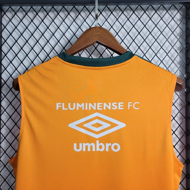 Camisa Fluminense Treino Regata 23/24 Torcedor Umbro Masculina - Laranja e Verde