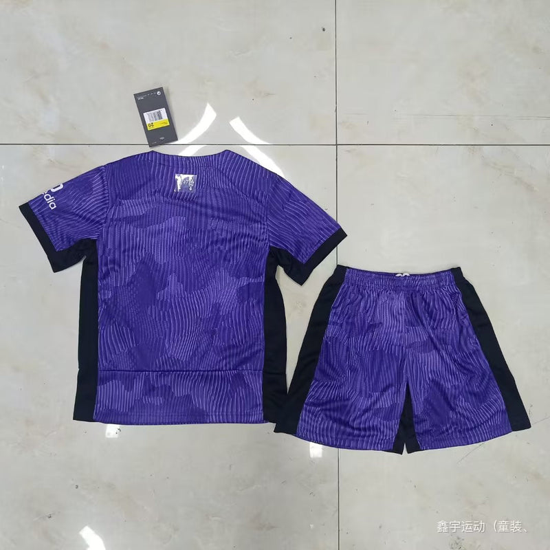 Kit Infantil Liverpool Third 23/24 Camisa + Shorts Nike Unissex - Roxa