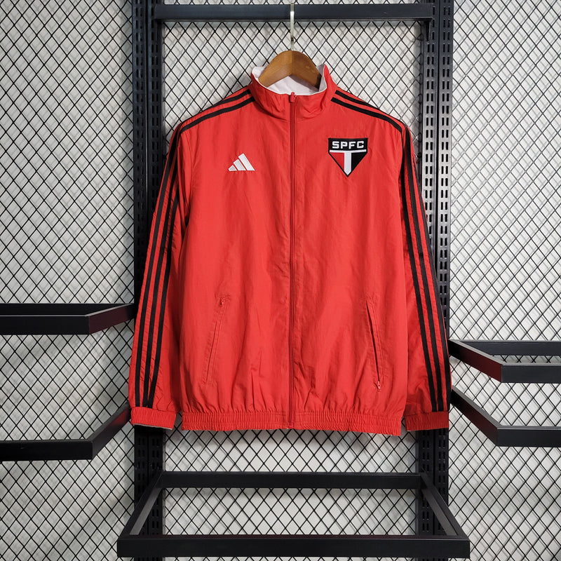 Corta Vento São Paulo Reversível 23/24 Adidas Unissex - Vermelho e Branco