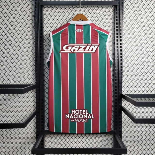 Camisa Fluminense Home Regata 23/24 Torcedor + Todos os Patrocínios Umbro Masculina - Vermelha e Verde