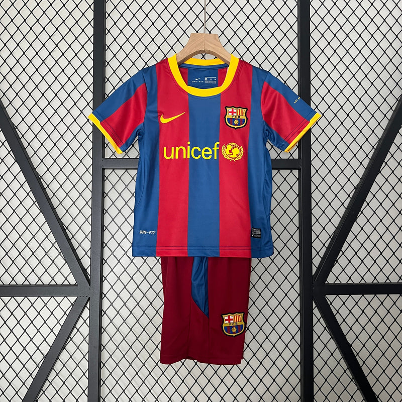 Kit Infantil Barcelona Retrô Home 2011 Camisa + Shorts Nike  Unissex - Grená