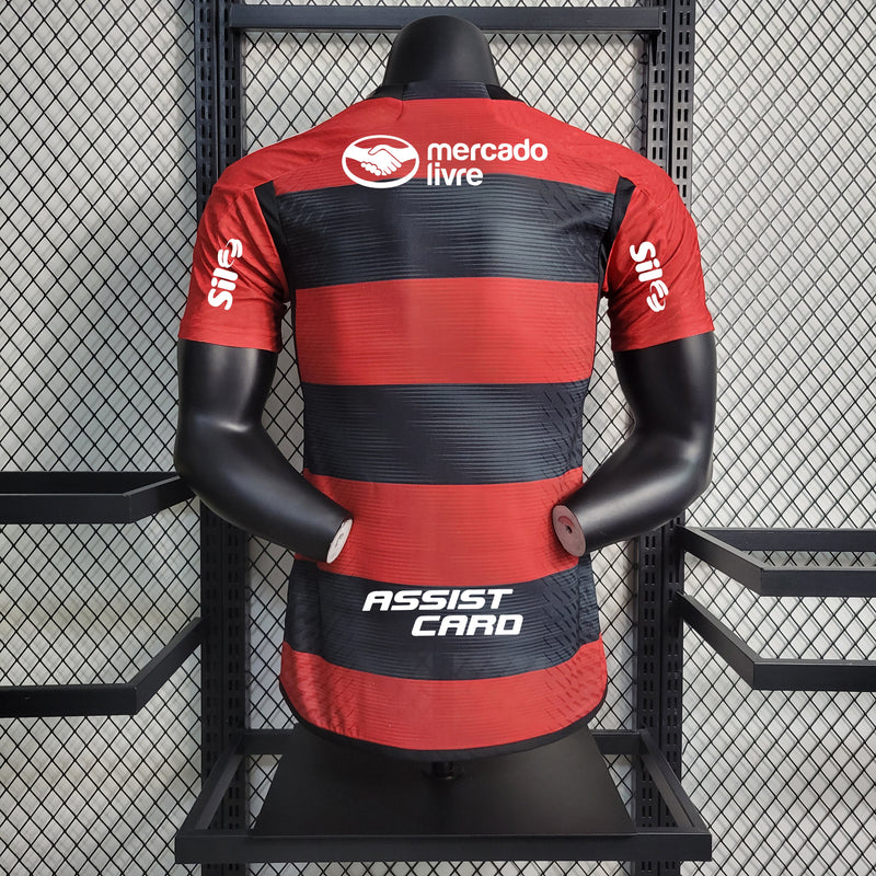 Camisa Flamengo Home 23/24 Todos os Patrocinadores Jogador Adidas Masculina - Vermelho e Preto