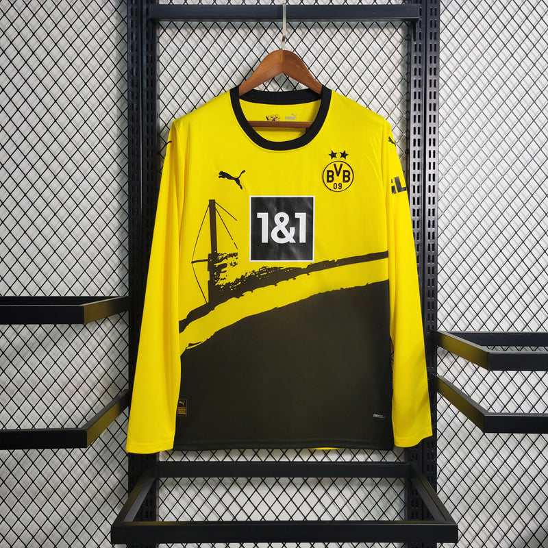 Camisa Borussia Dortmund Home Manga Longa 23/24 Torcedor Puma Masculina - Amarela