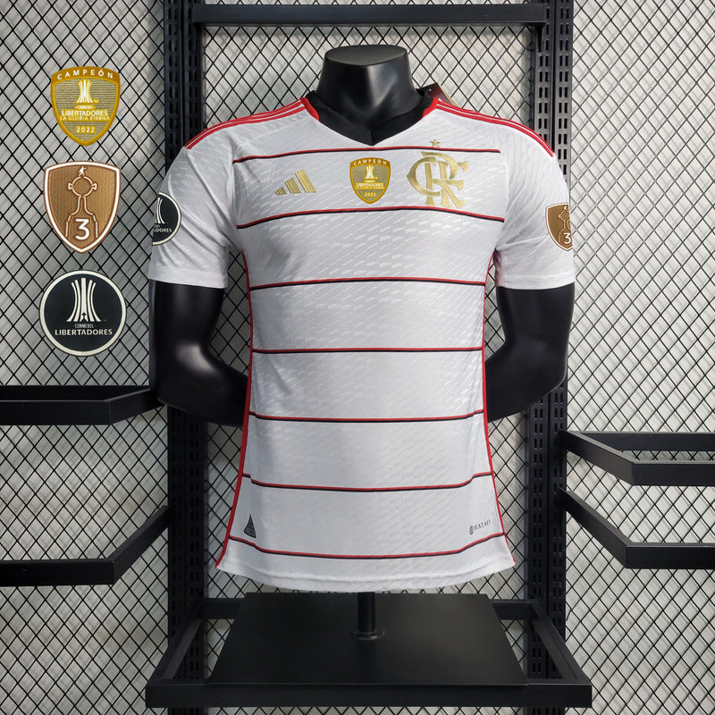 Camisa Flamengo Away 23/24 + Patchs Jogador Adidas Masculina - Branca