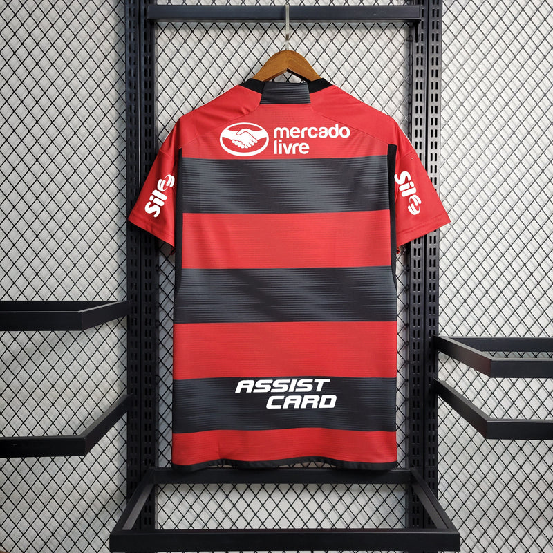 Camisa Flamengo Home 23/24 Todos os Patrocinadores + Patchs Torcedor Adidas Masculina - Vermelho e Preto