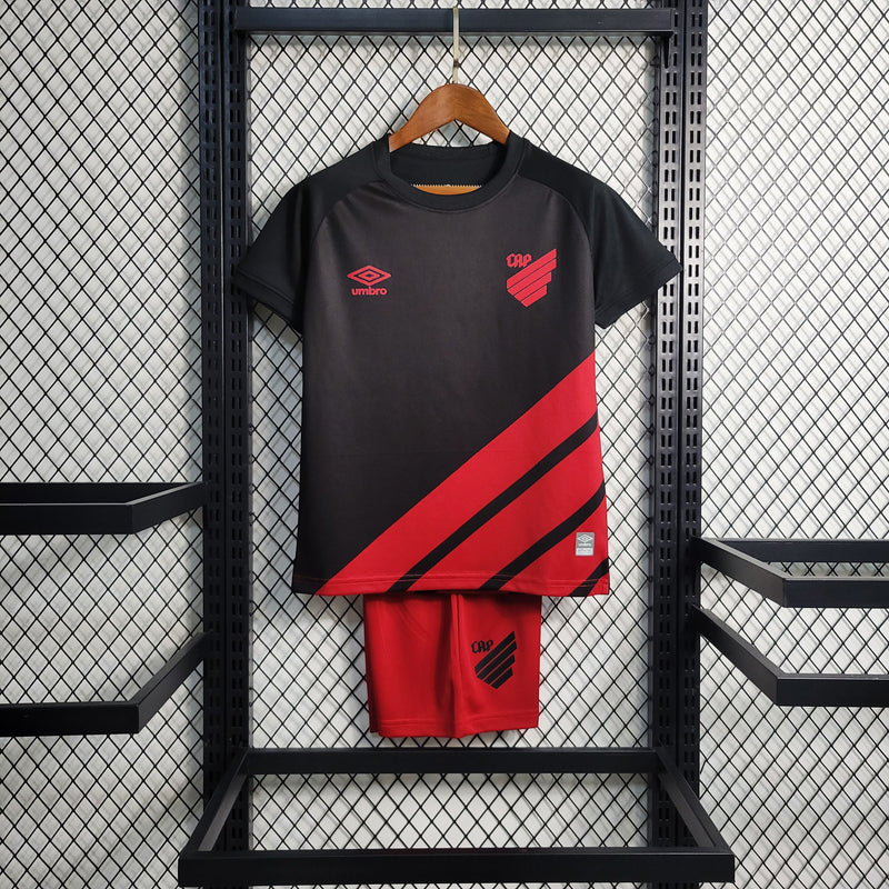 Kit Infantil Athletico Paranaense Away 23/24 Torcedor Umbro Masculino - Vermelho e Preto