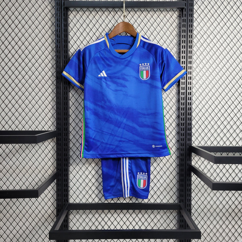 Kit Infantil Itália Home 23/24 Torcedor Adidas Masculina - Azul