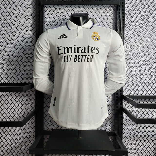 Camisa Real Madrid Home 22/23 Manga Longa Jogador Adidas Masculina - Branca