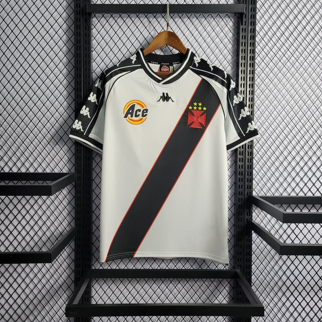 Camisa Vasco Da Gama Away Retrô 2000 Kappa Masculino - Branca e Preta