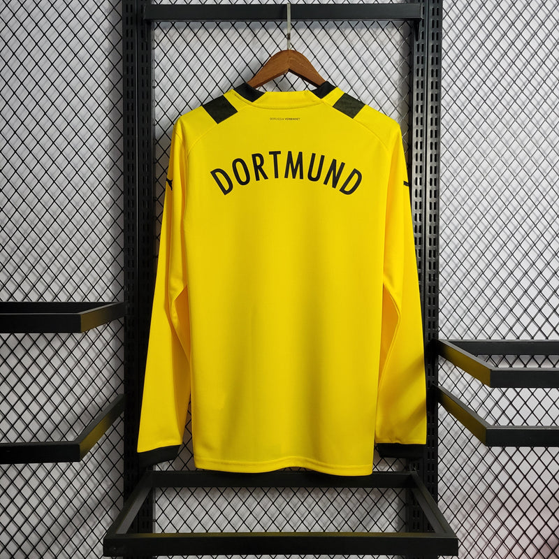 Camisa Borussia Dortmund Home Manga Longa 22/23 Torcedor Puma Masculina - Listrada Amarela e Preta