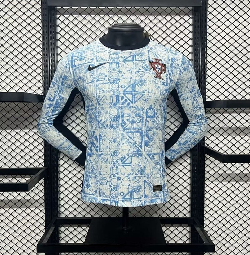 Camisa Portugal Away Manga Longa 24/25 Jogador Nike Masculina - Azul Claro