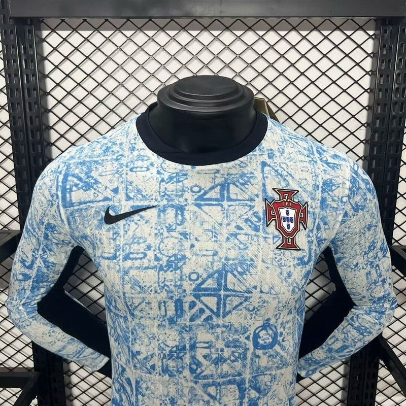 Camisa Portugal Away Manga Longa 24/25 Jogador Nike Masculina - Azul Claro